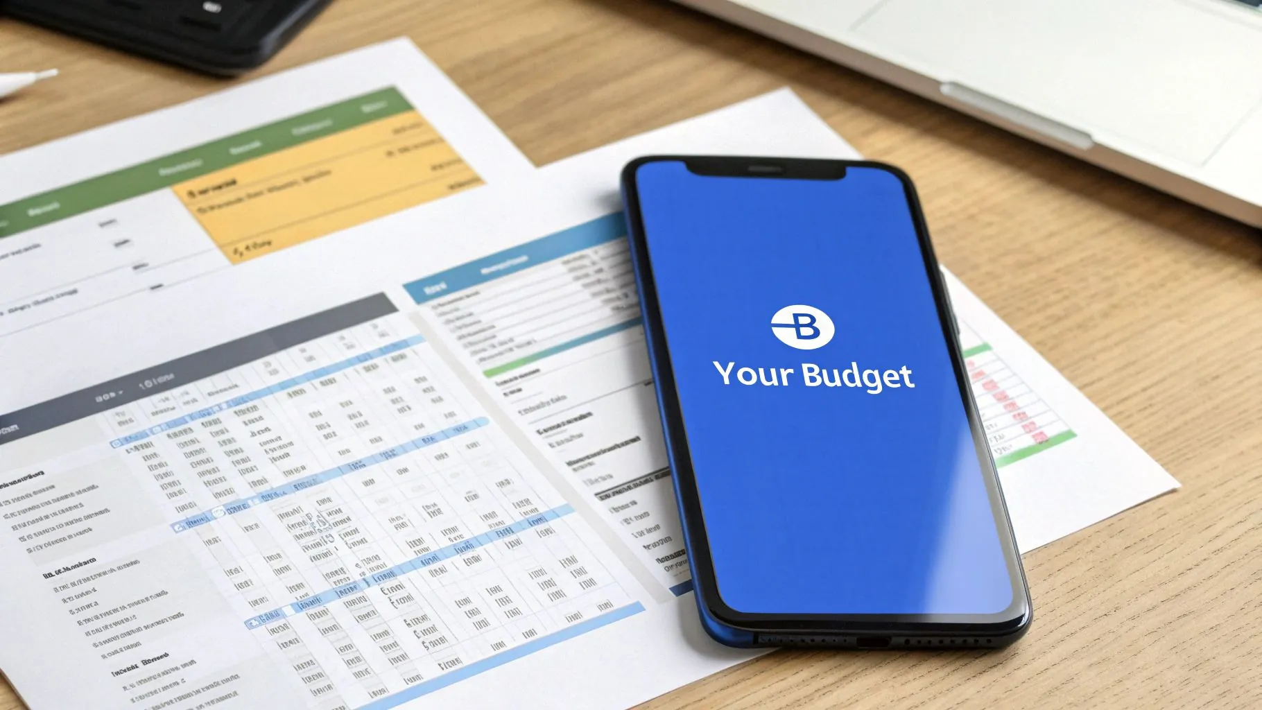 A person smiling while reviewing their budget on a tablet, with a cup of coffee nearby, suggesting a positive and relaxed approach to financial planning.