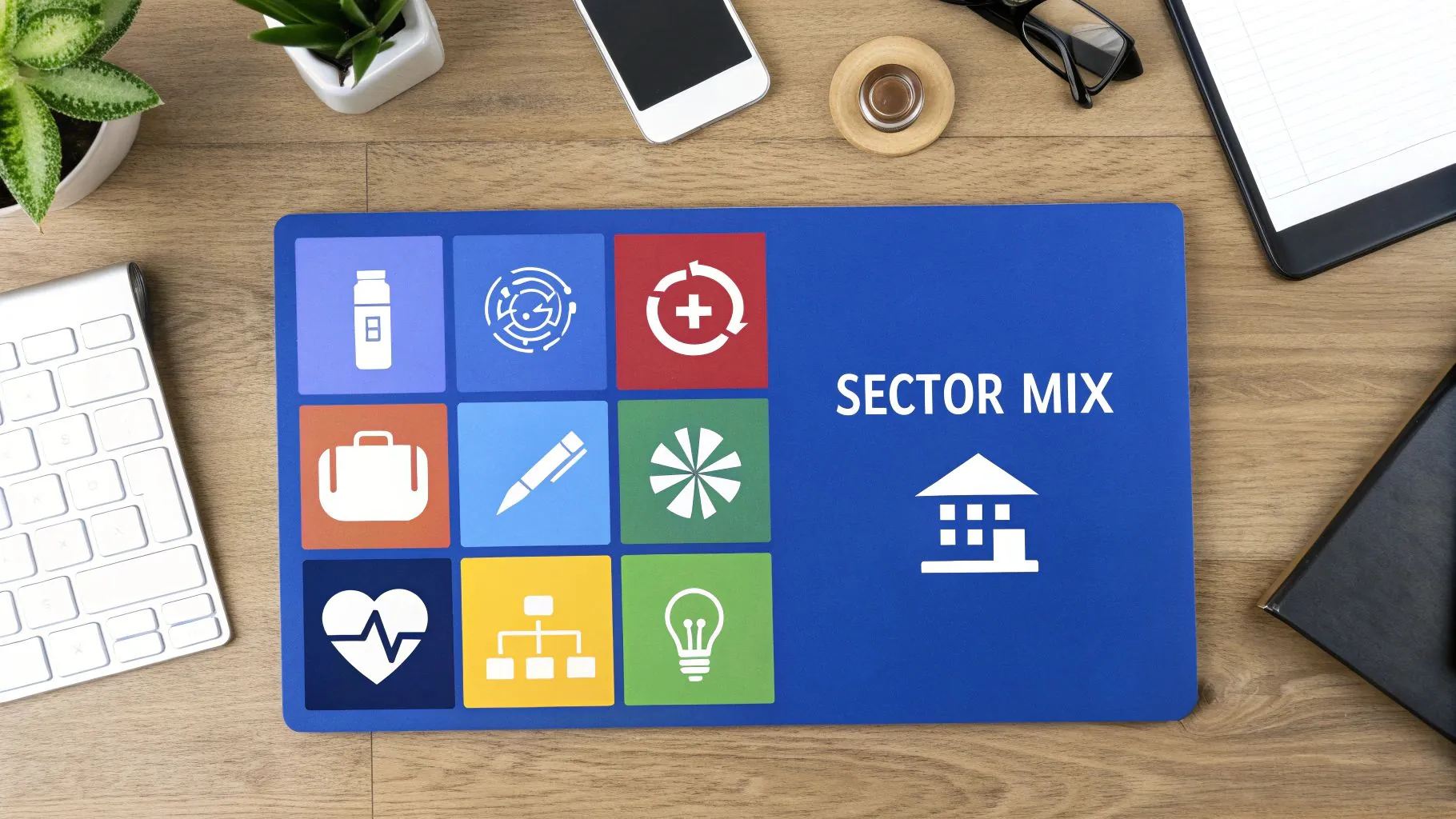 Infographic explaining the difference between cyclical and defensive sectors for portfolio balancing.