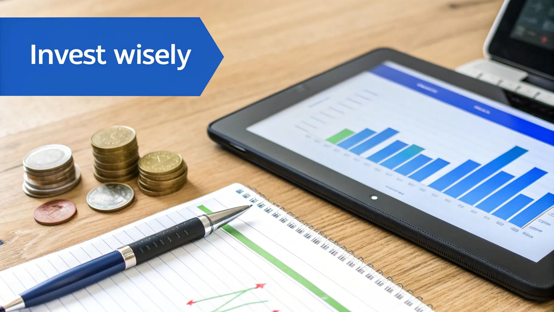 A visual representation of investment growth charts and financial data.