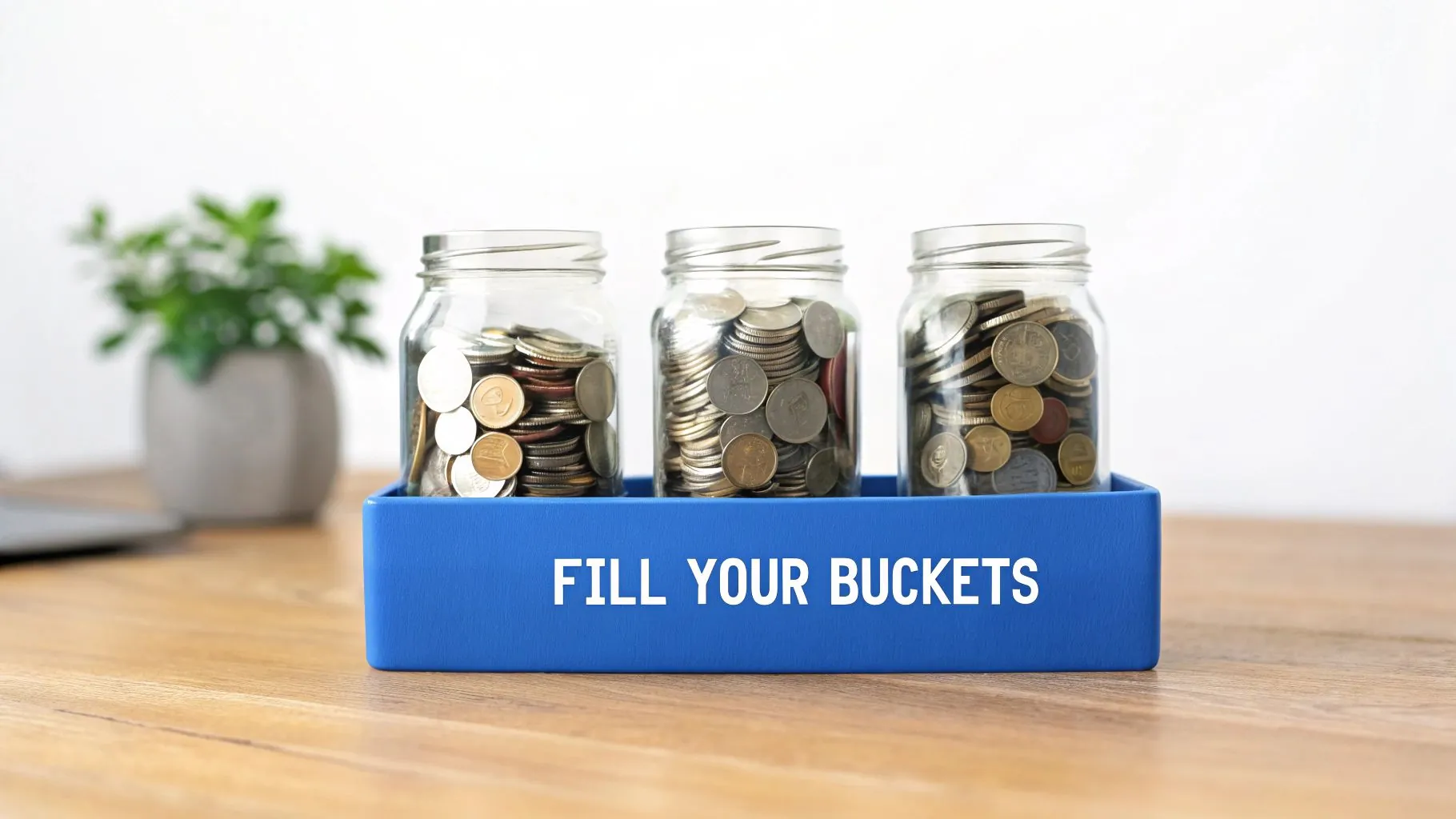 A visual representation of retirement savings buckets, showing pre-tax, Roth, and after-tax contributions.