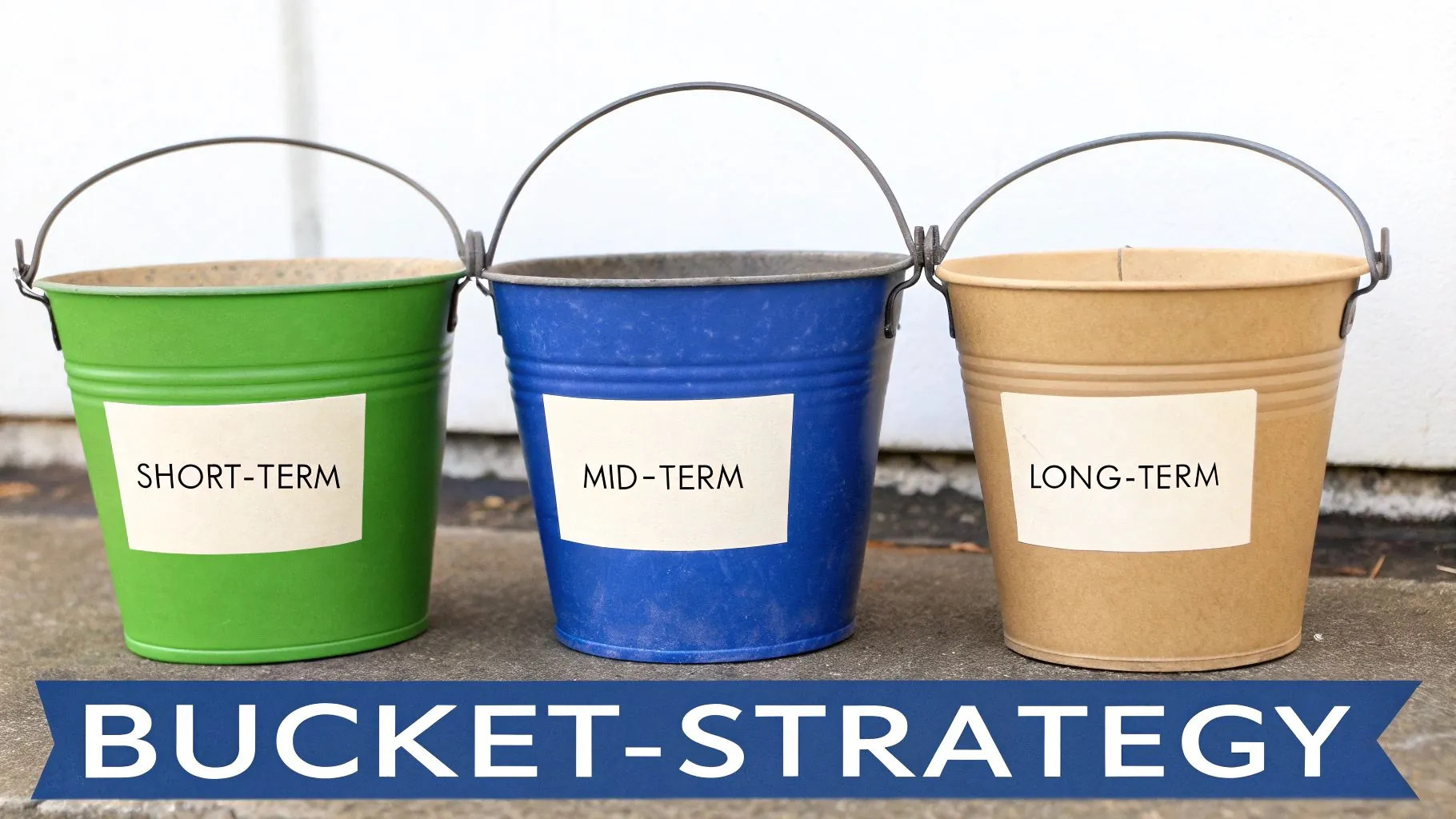 Infographic explaining the Bucket Strategy for retirement withdrawals