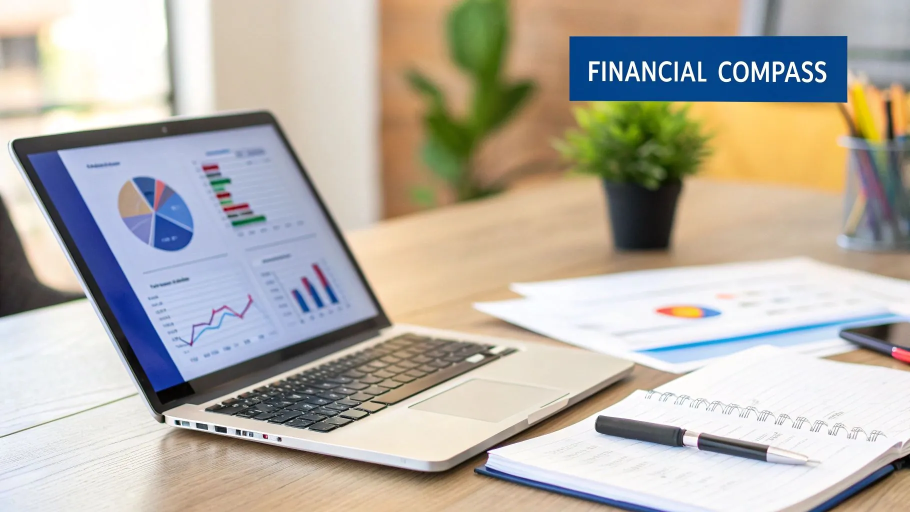 A person reviewing financial charts and graphs on a tablet and laptop, symbolizing wealth tracking.