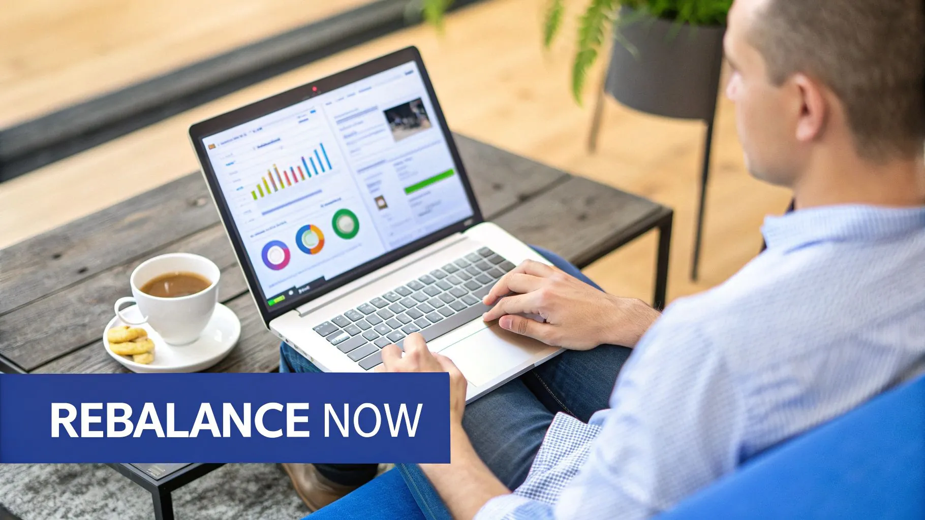 A gardener carefully pruning a plant, symbolizing the act of portfolio rebalancing to maintain healthy growth.