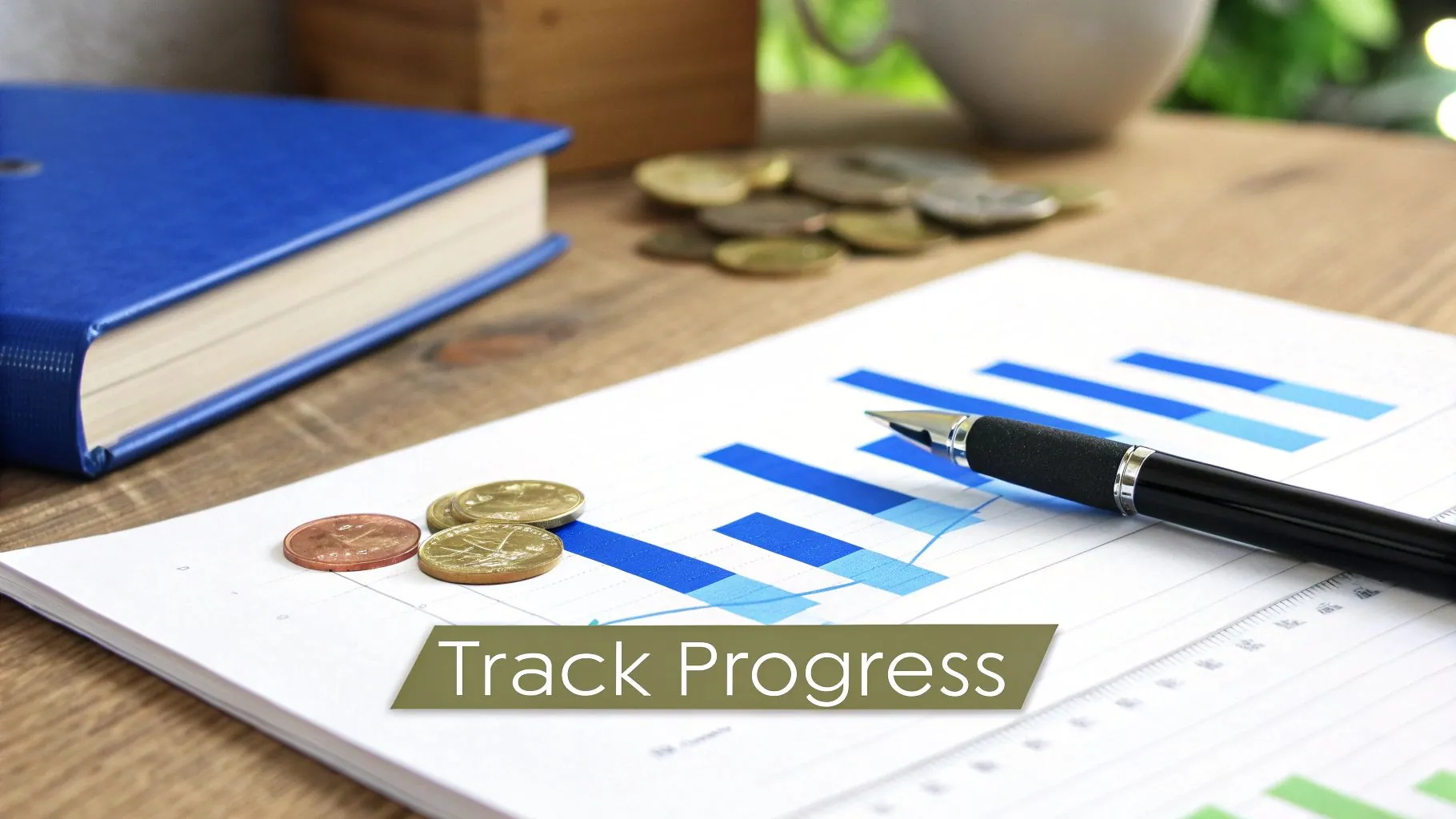 A person marking milestones on a growth chart, symbolizing the tracking of financial progress.