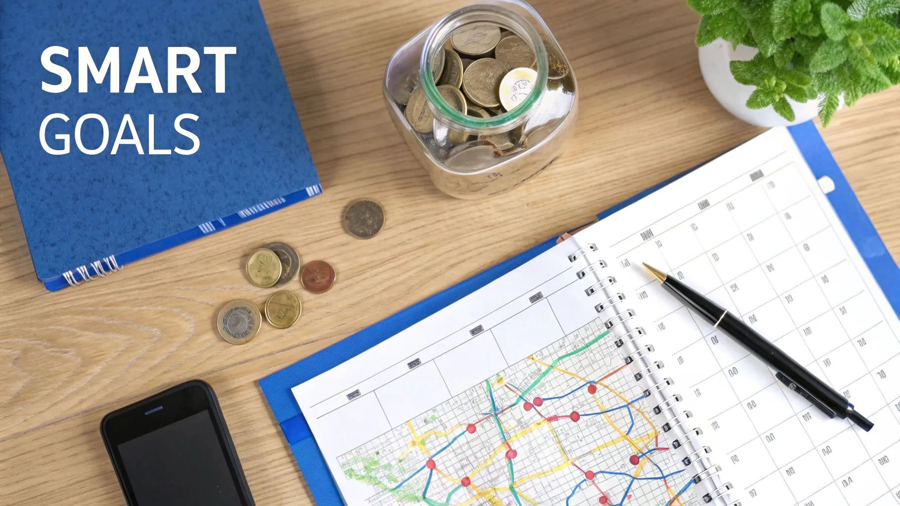 A person using a compass and map to navigate a journey, symbolizing the clarity that SMART goals provide for financial planning.
