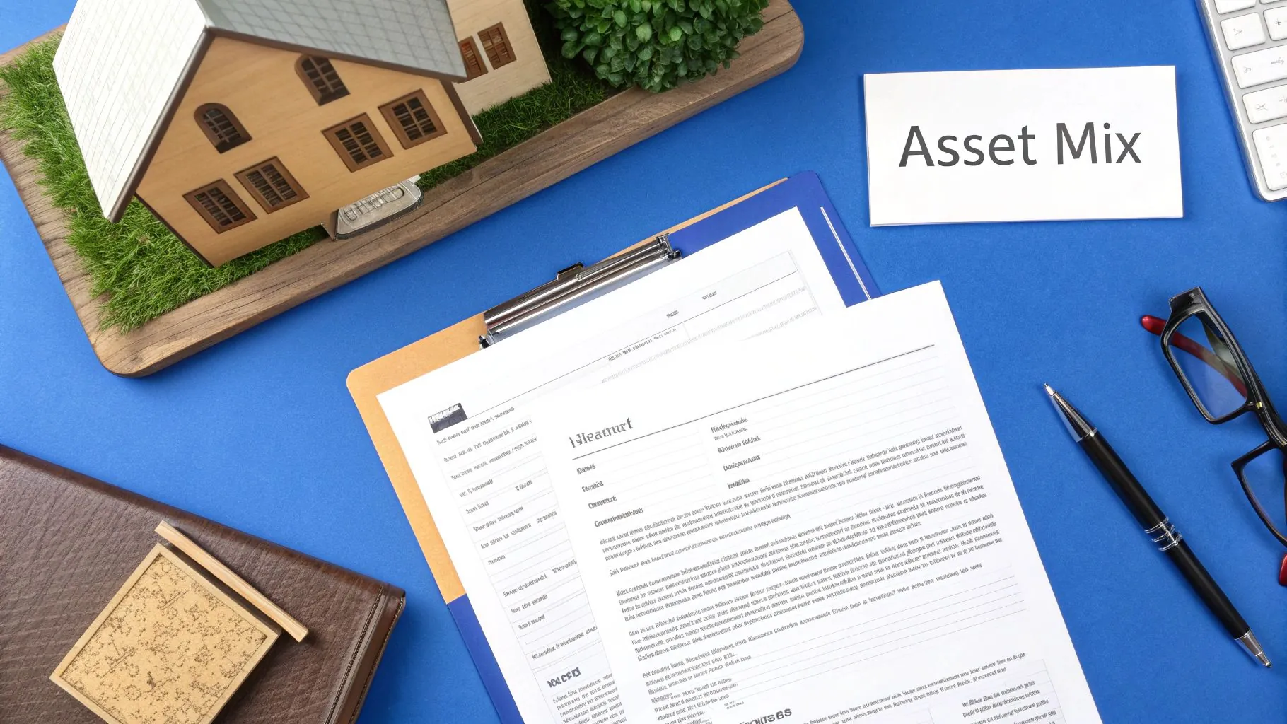A colorful pie chart showing the allocation of different asset classes like stocks, bonds, and real estate in an investment portfolio.