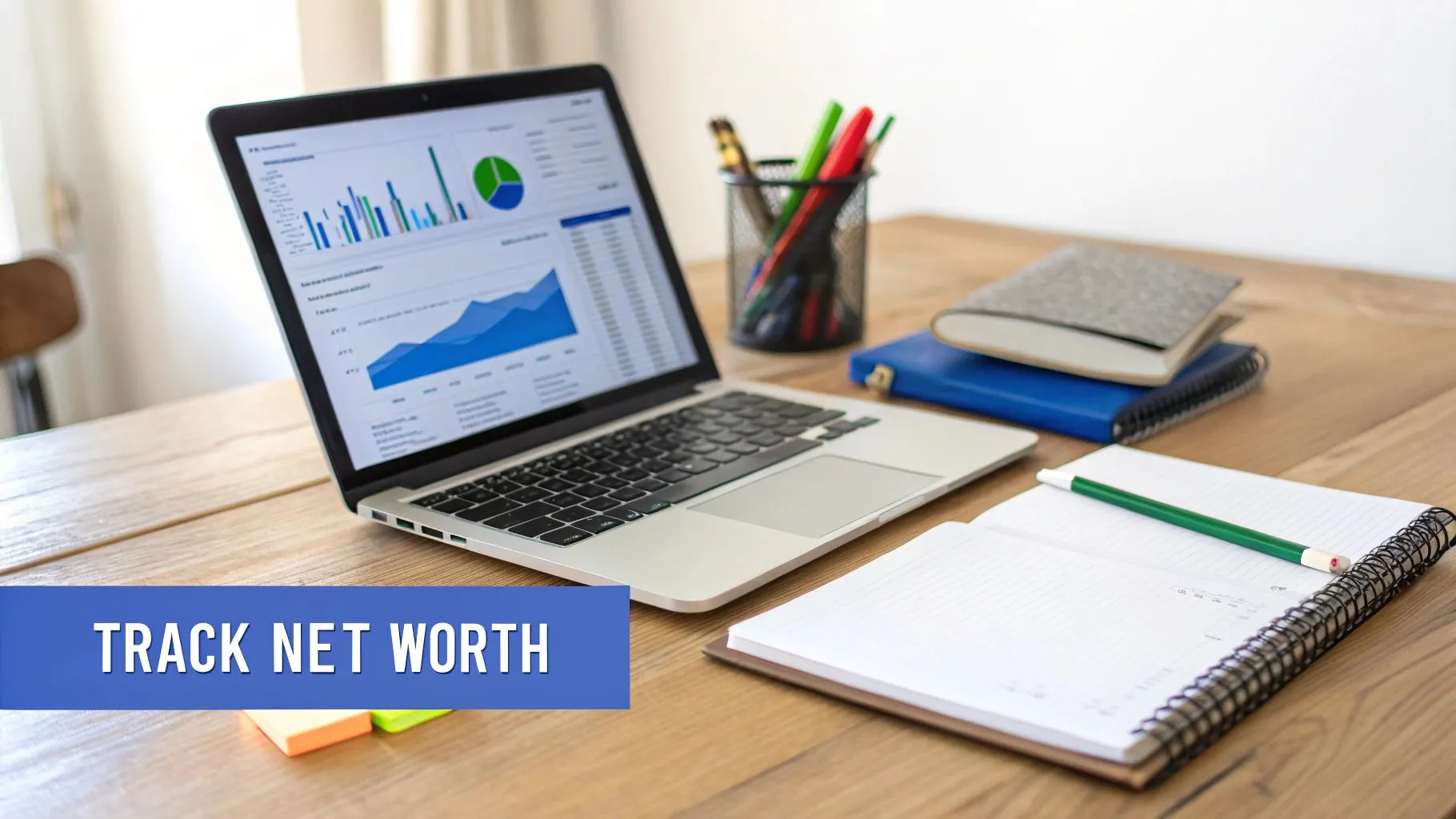 A person using a laptop and phone to review financial charts and graphs, with a look of satisfaction and control.