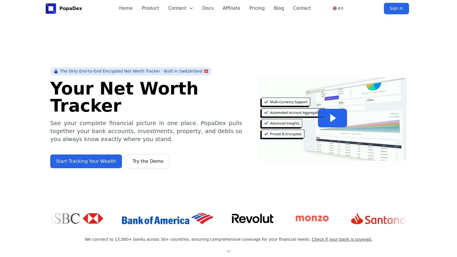 PopaDex net worth tracking dashboard for financial planning